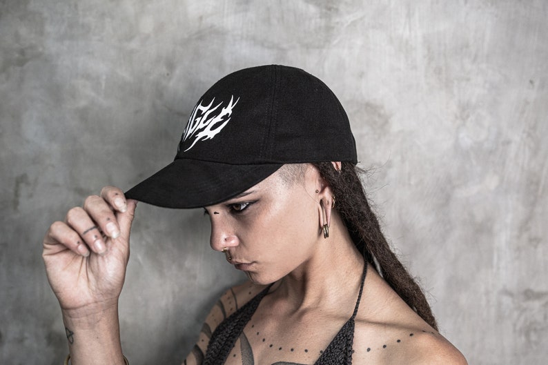 Metal Jungle Dad Hat strapback baseball cap cool custom black and white rave dad cap trucker hat