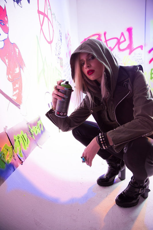 Military X Cropped Leather Biker Jacket