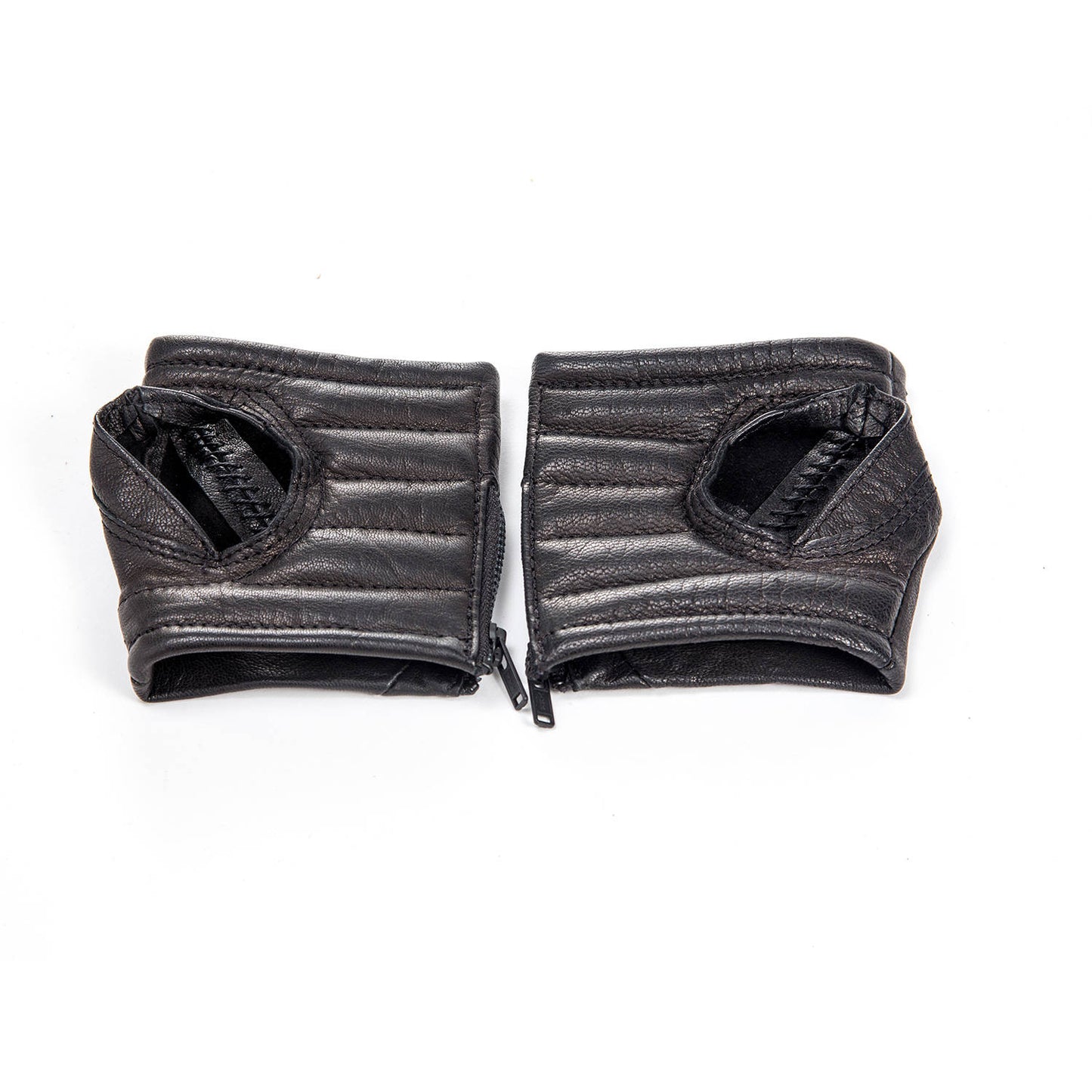 STREET BRIGADE Black Leather Fingerless Gloves