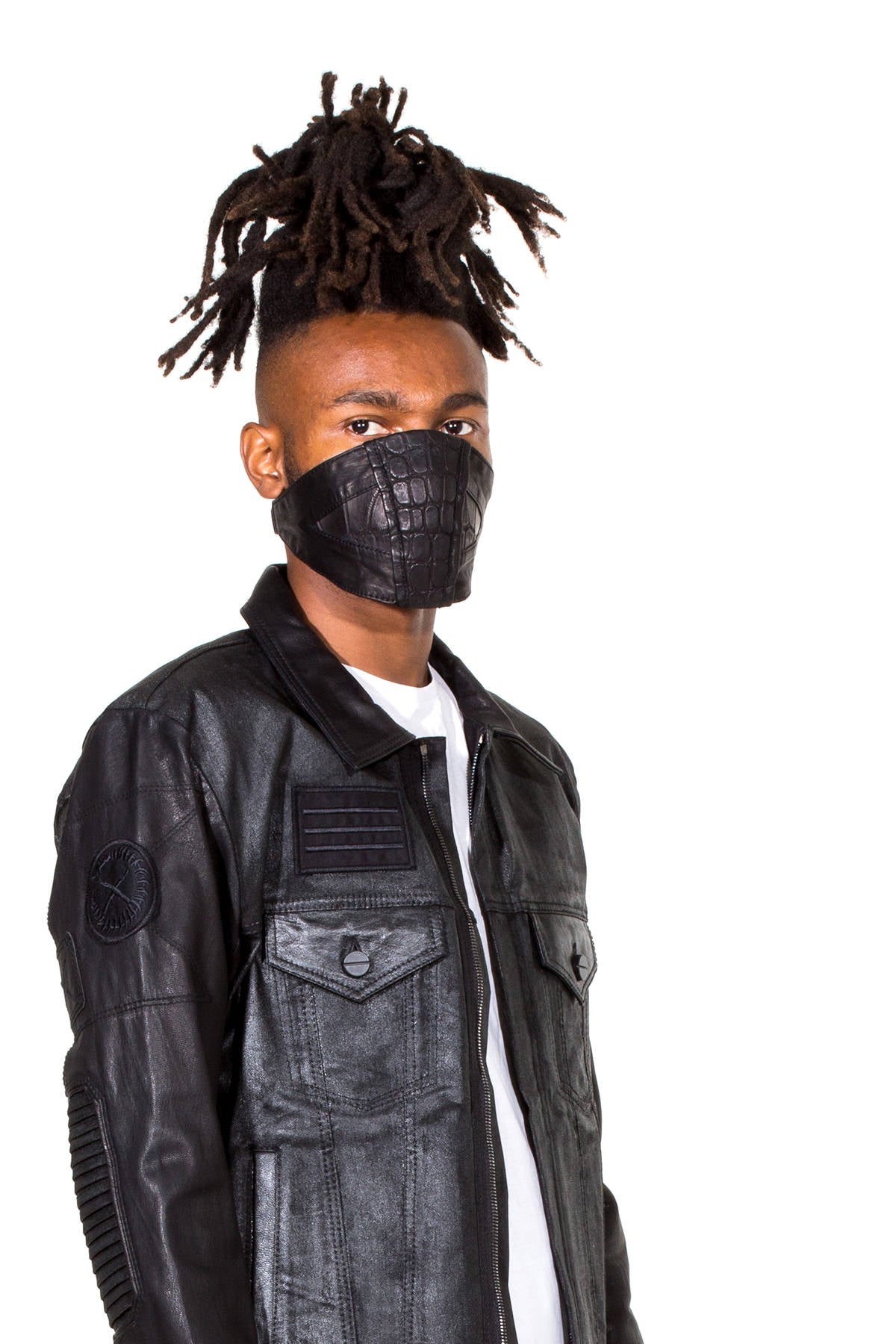 DESERT RAIDER Black Leather Face Mask