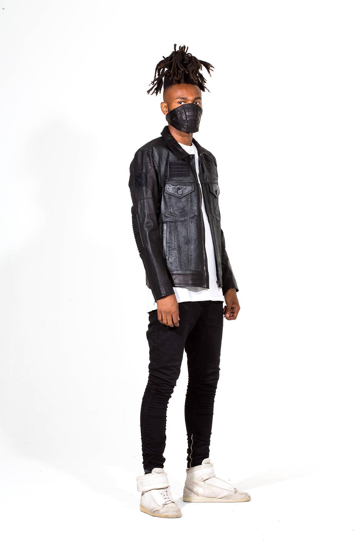 DESERT RAIDER Black Leather Face Mask