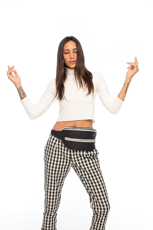 High Contrast Leather Fanny Pack Convertible Cross Body Bag