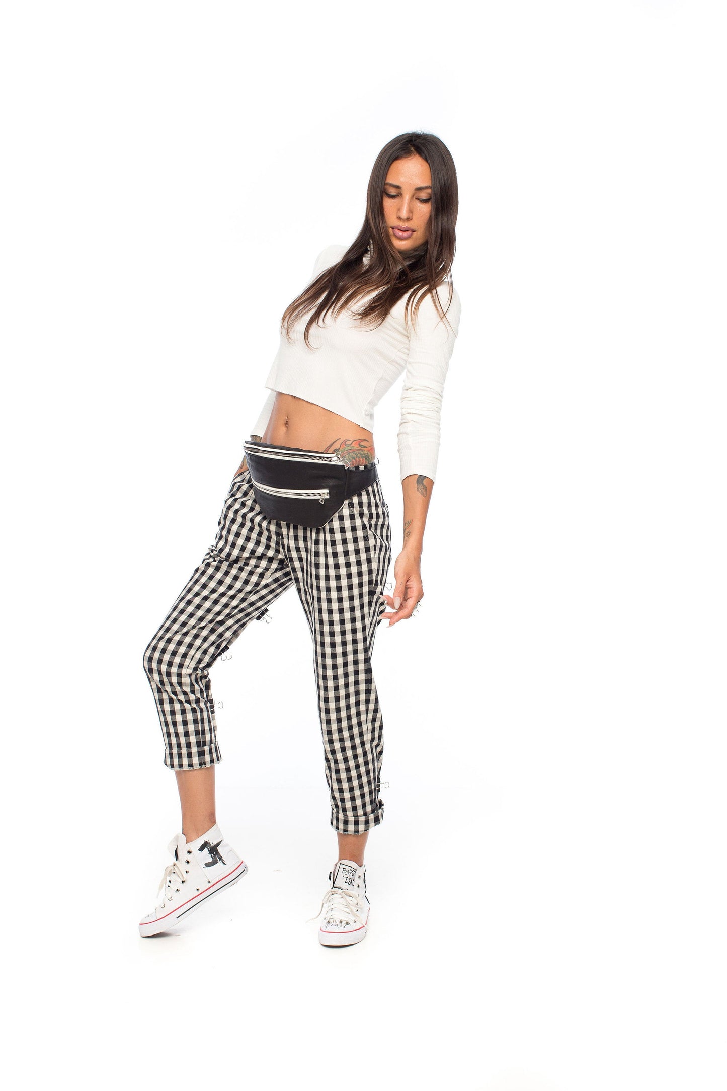 High Contrast Leather Fanny Pack Convertible Cross Body Bag