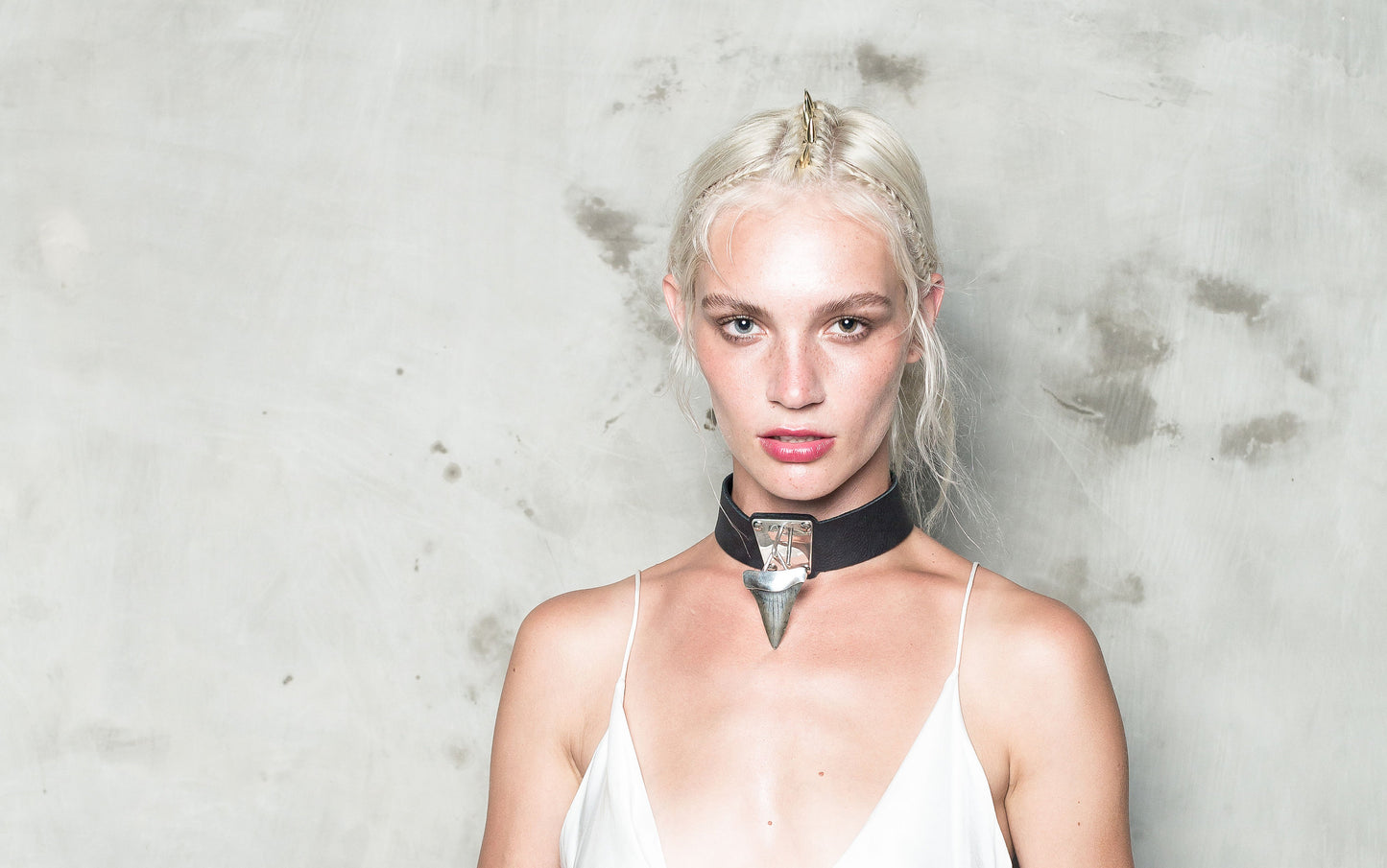 Megalodon Shark Tooth Silver and Leather Choker