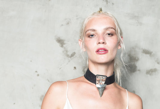 Megalodon Shark Tooth Silver and Leather Choker