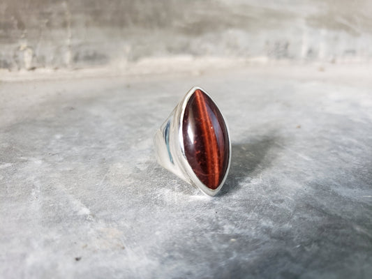 Red Tigers Eye Sterling Silver Ring