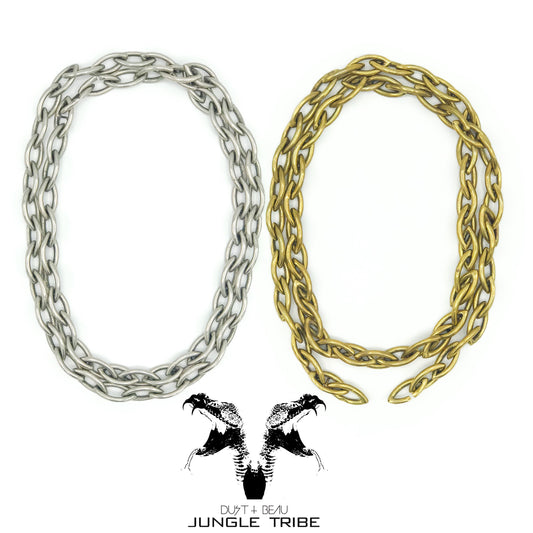 SLICK Chain Link Unisex Necklace in Gold Tone or Silver Tone