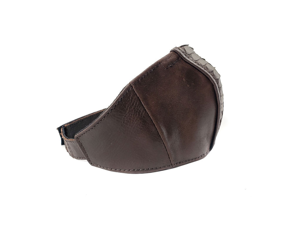 BROWN ROCK DEFENSE Face Mask in Brown Leather