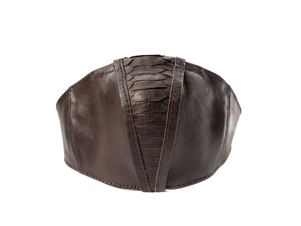 BROWN ROCK DEFENSE Face Mask in Brown Leather