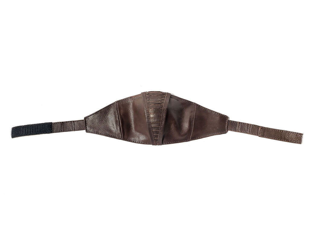 BROWN ROCK DEFENSE Face Mask in Brown Leather