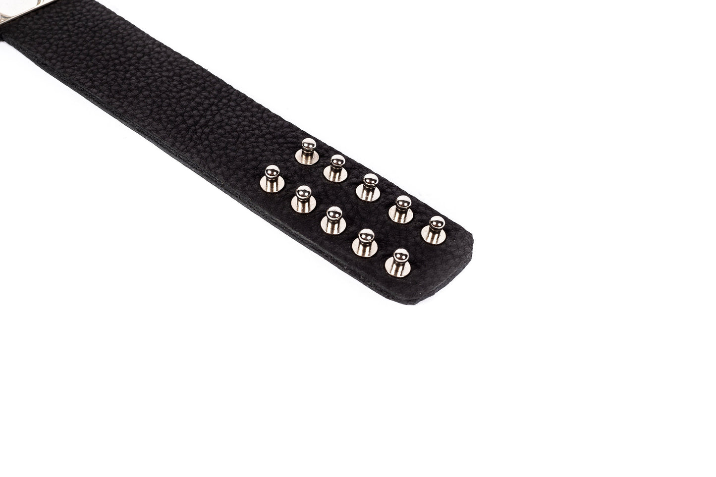 Black Leather Choker with Hanging Quartz Crystal and Silver