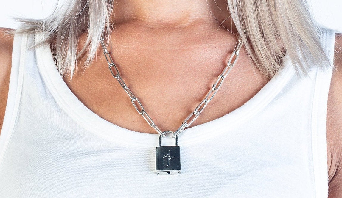 lock chain necklace silver