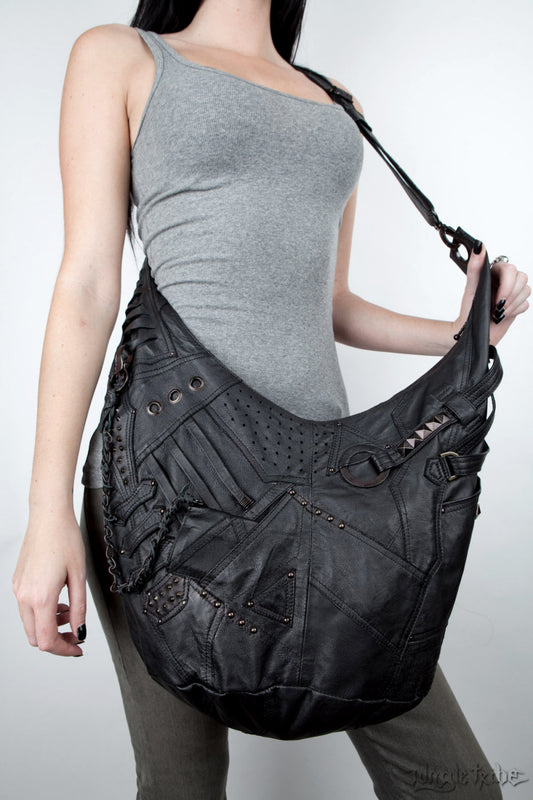 NINJA ASSASSIN Big Black Leather Hobo Bag
