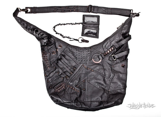 NINJA ASSASSIN Big Black Leather Hobo Bag