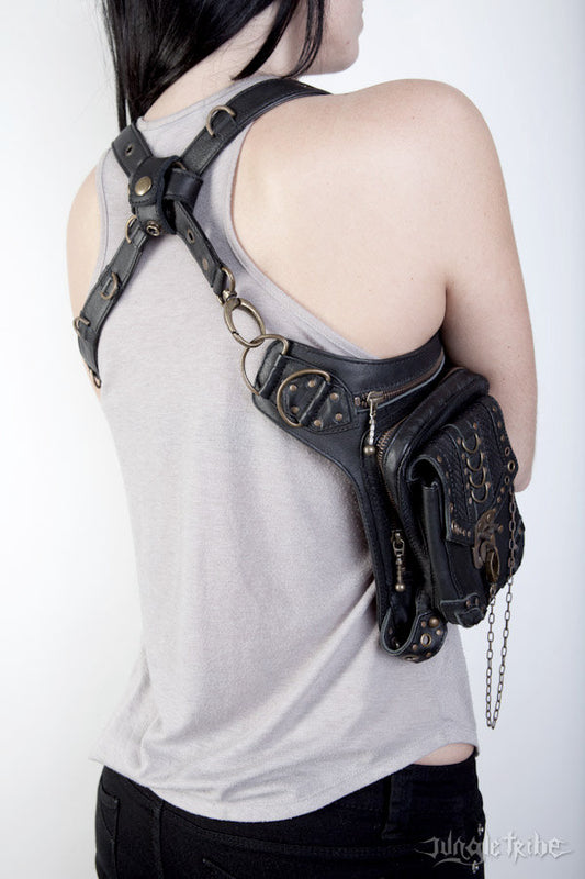 BLASTER 3.0 Black Leather Thigh Bag Hip Holster