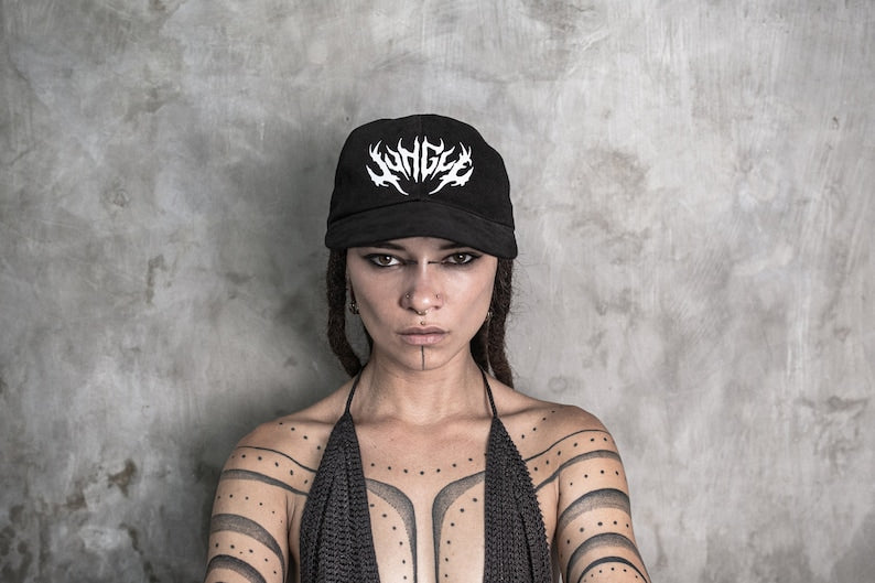 Metal Jungle Dad Hat strapback baseball cap cool custom black and white rave dad cap trucker hat