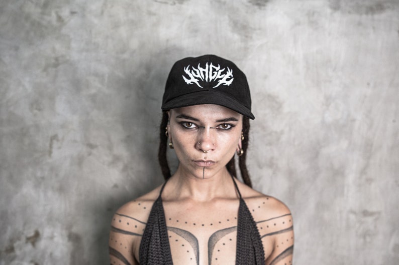 Metal Jungle Dad Hat strapback baseball cap cool custom black and white rave dad cap trucker hat