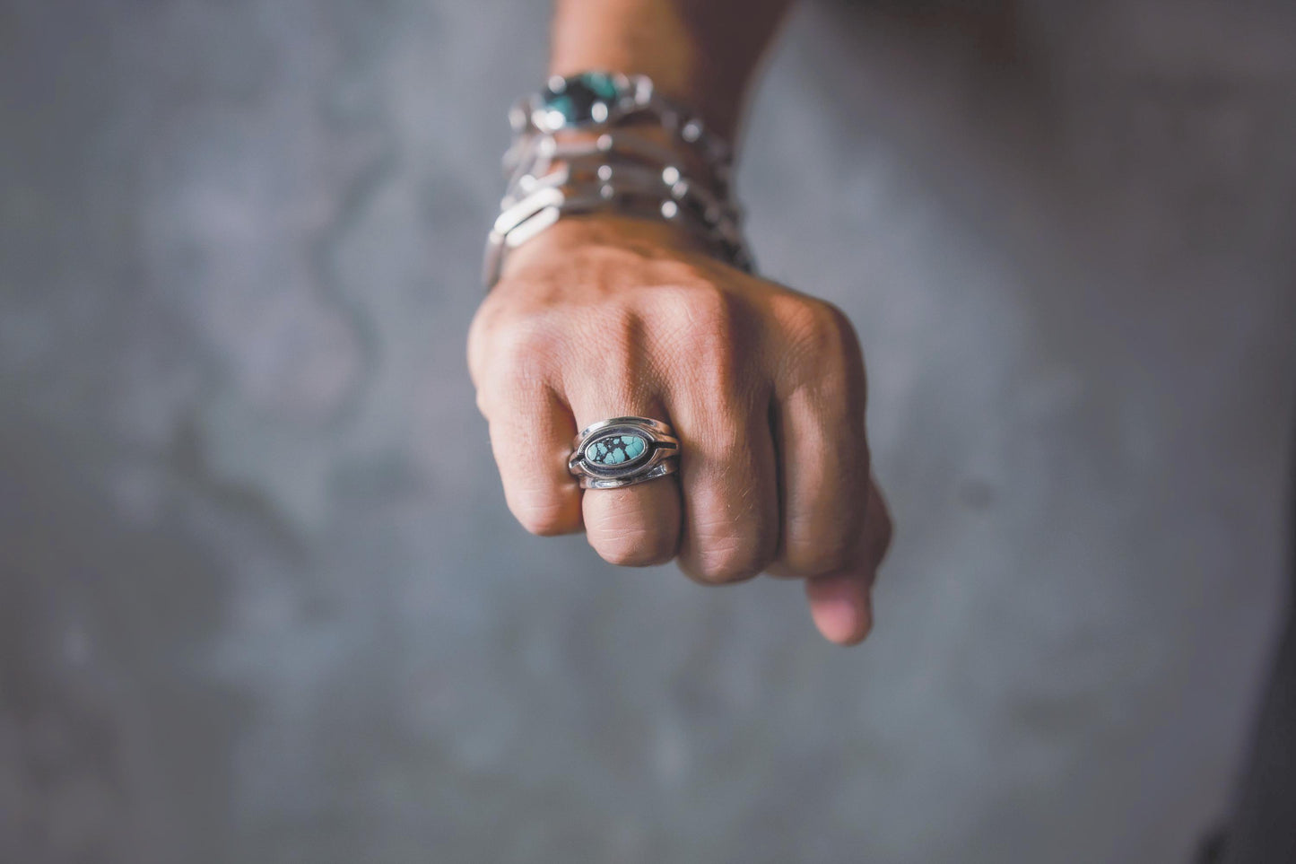 Horizon Turquoise Ring – Natural Turquoise Gemstone, 925 Sterling Silver, Handmade Rustic Statement Ring