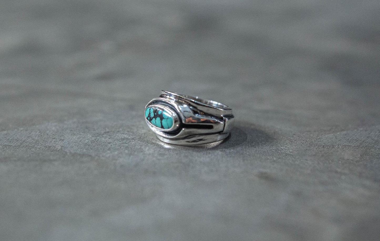 Horizon Turquoise Ring – Natural Turquoise Gemstone, 925 Sterling Silver, Handmade Rustic Statement Ring