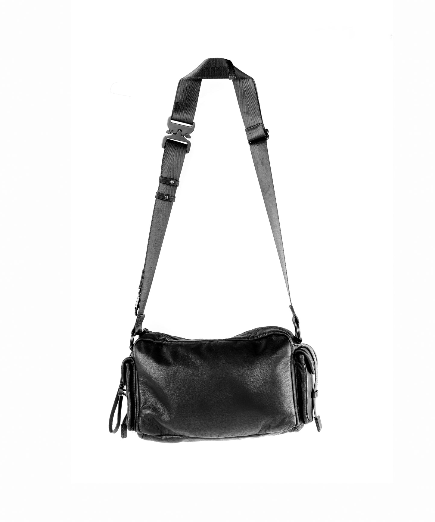 Tech 4 Black Leather Multifunctional Messenger Bag