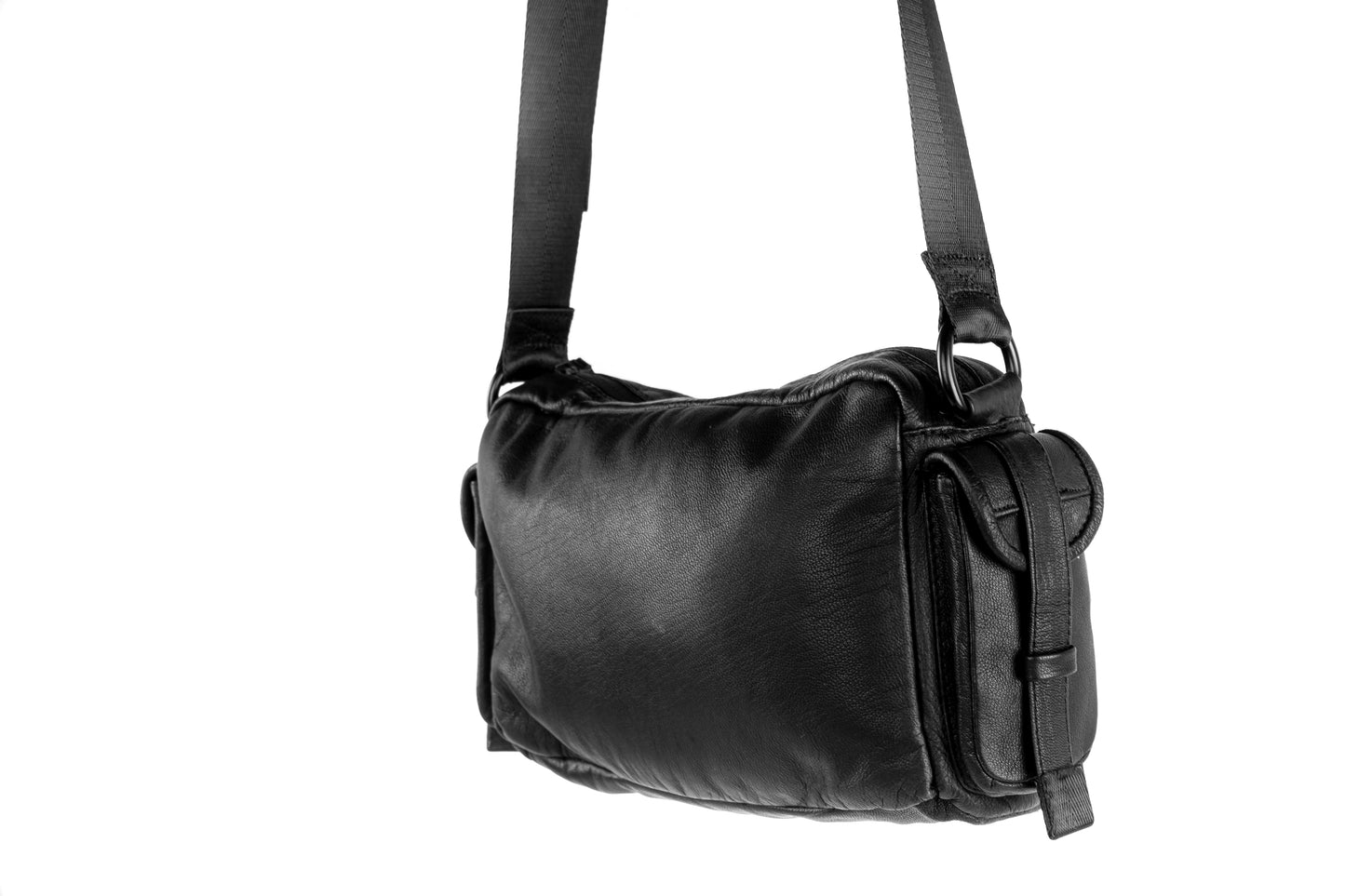 Tech 4 Black Leather Multifunctional Messenger Bag