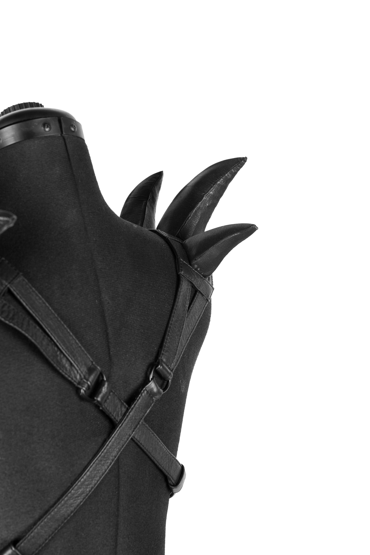 Cross Hatch Spike Leather Harness Shoulder Piece Epaulette