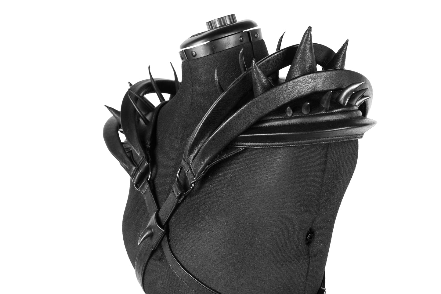Modular Orbit Spiked Leather Harness + Epaulette