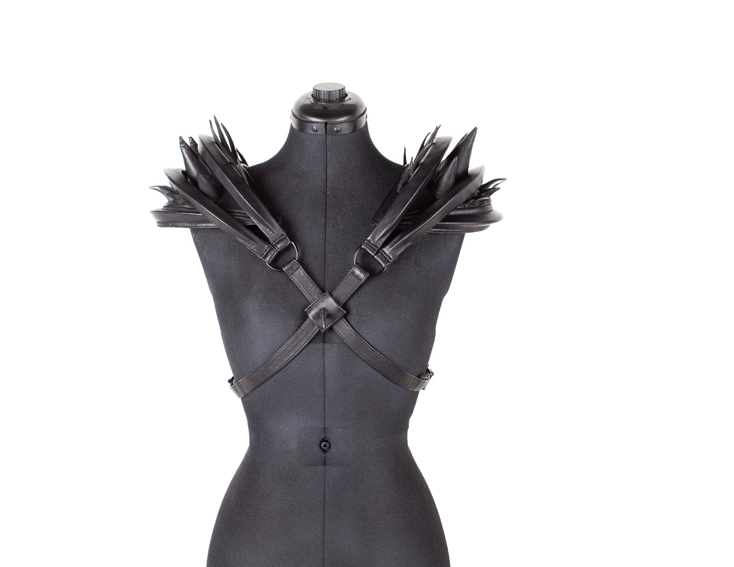 Modular Orbit Spiked Leather Harness + Epaulette