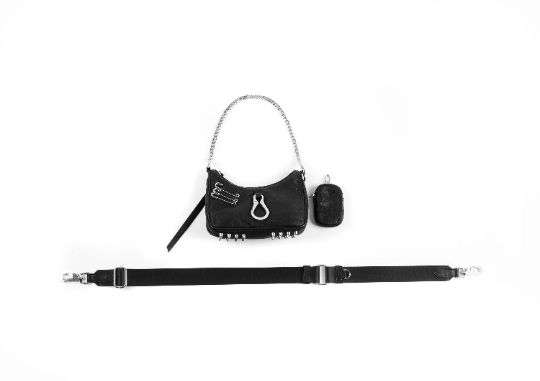 Chain of Command Black Leather Mini Convertible Bag With Detachable Airpod Case