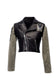 Military X Cropped Leather Biker Jacket