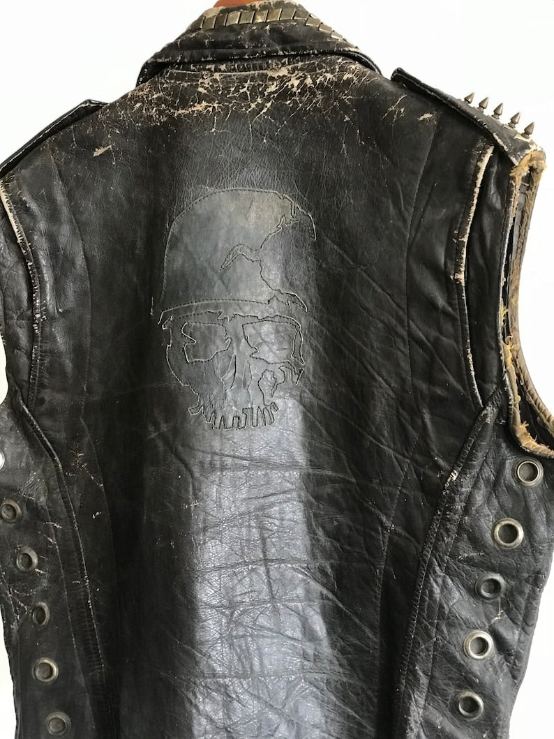 Vintage Aviation Leather Biker Vest