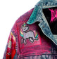 Sparkleberry Unicorn Mix Tape Acid Wash Boxy Denim Jacket with Neon Rainbow Tie Dyed Bandana