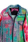 Sparkleberry Unicorn Mix Tape Acid Wash Boxy Denim Jacket with Neon Rainbow Tie Dyed Bandana