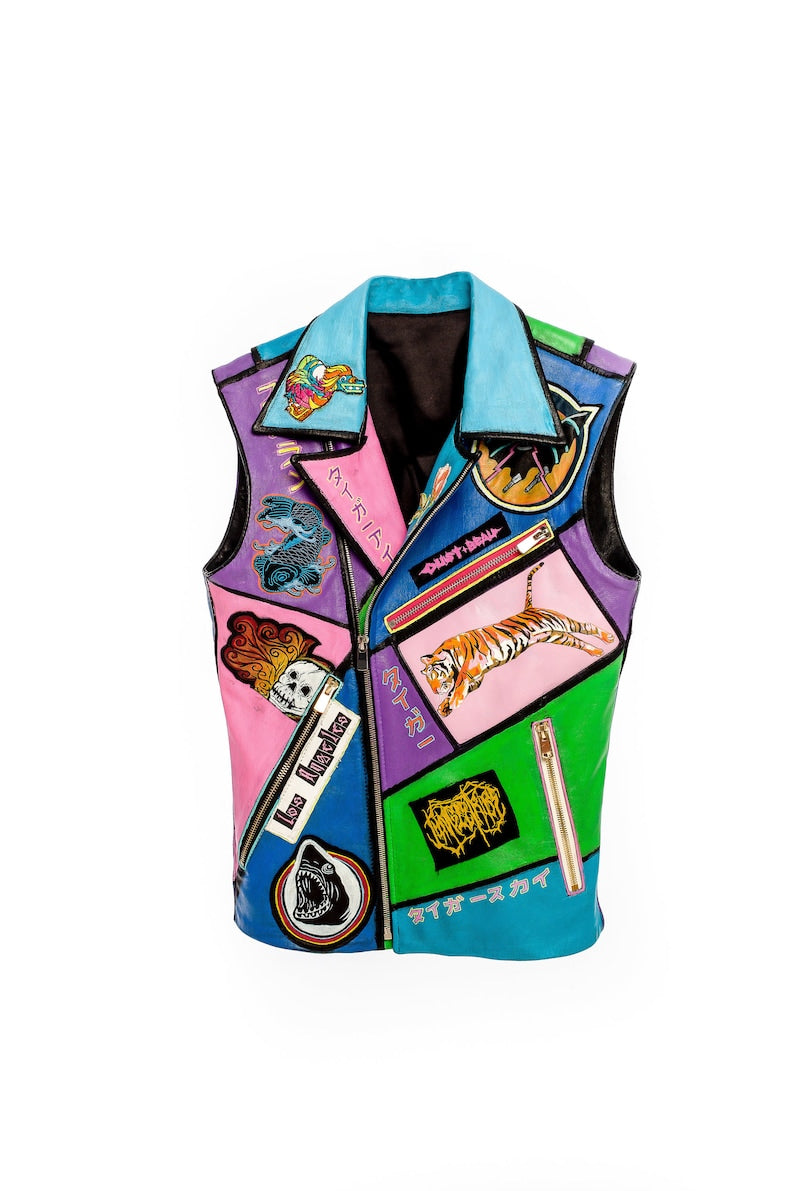 HYPHY COLOR Hand Painted leather vest
