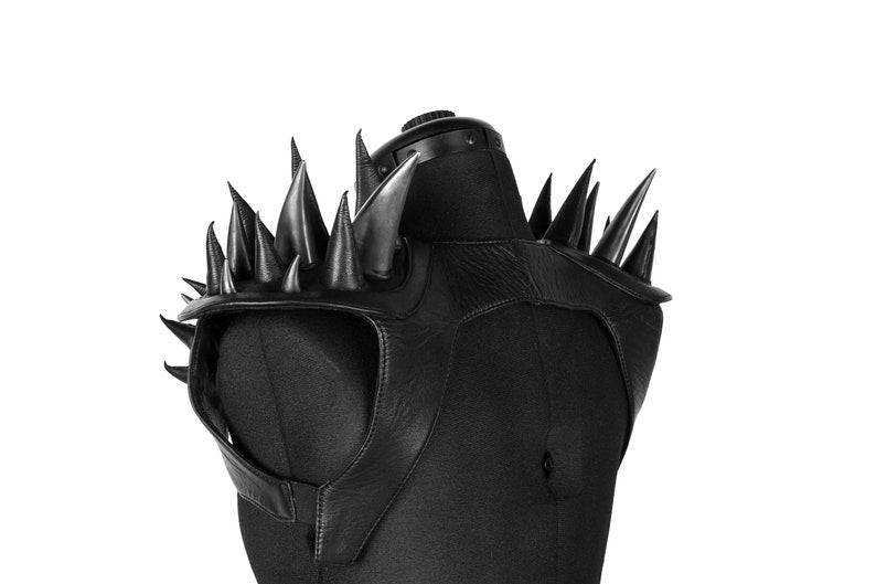 Modular Spike Epaulette in Black Leather