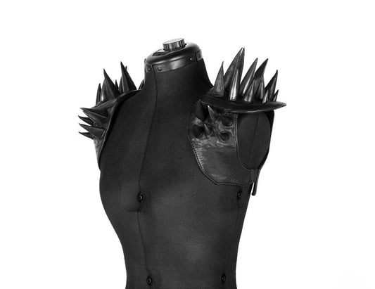 Modular Spike Epaulette in Black Leather