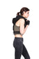 NINJA KOMBAT Techwear Hood Crop Top Vest in Black Leather