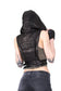 NINJA KOMBAT Techwear Hood Crop Top Vest in Black Leather