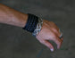 BLACK on BLACK Leather Metal Studded Cuff Punk Bracelet