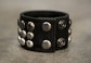 TRIPLE CUFF Black Leather Studded Bracelet Cuff