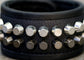 LA PLAYA Leather Punk Cuff and Metal Studded Bracelet