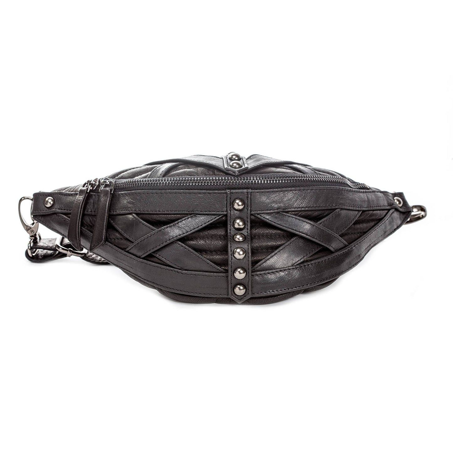 RAGE CAGE Black Leather Fanny Pack