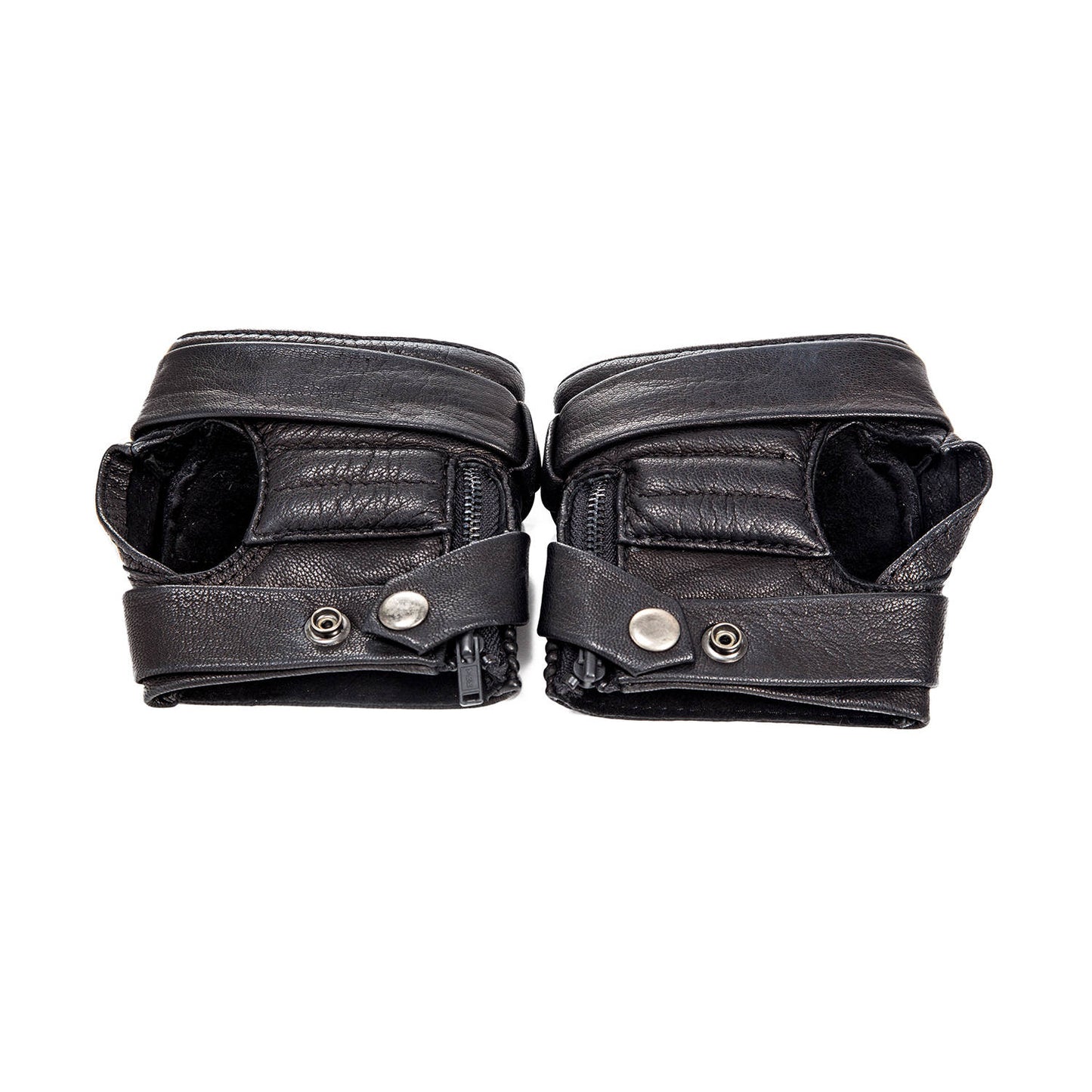 KROSS WRAP KOMBAT Black Fingerless Leather Gloves