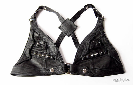 ROAD RAGER Leather Studded Bra - Adjustable