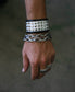 HIGH CONTRAST Black and White Punk Rock Leather Studded Cuff