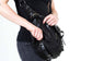 SHARK BITE Black Leather Convertible Bucket Hobo and Top Handle Bag