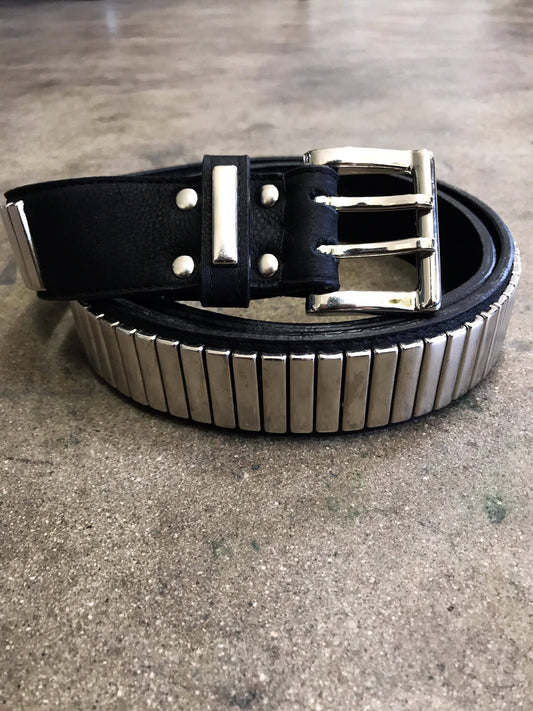 ROAD DESTROYER Black Leather and Metal Studded Punk Rocker Belt