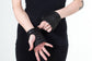 STREET BRIGADE Black Leather Fingerless Gloves