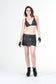 KAOS DIVISION Adjustable Black Leather Ultra Mini Skirt