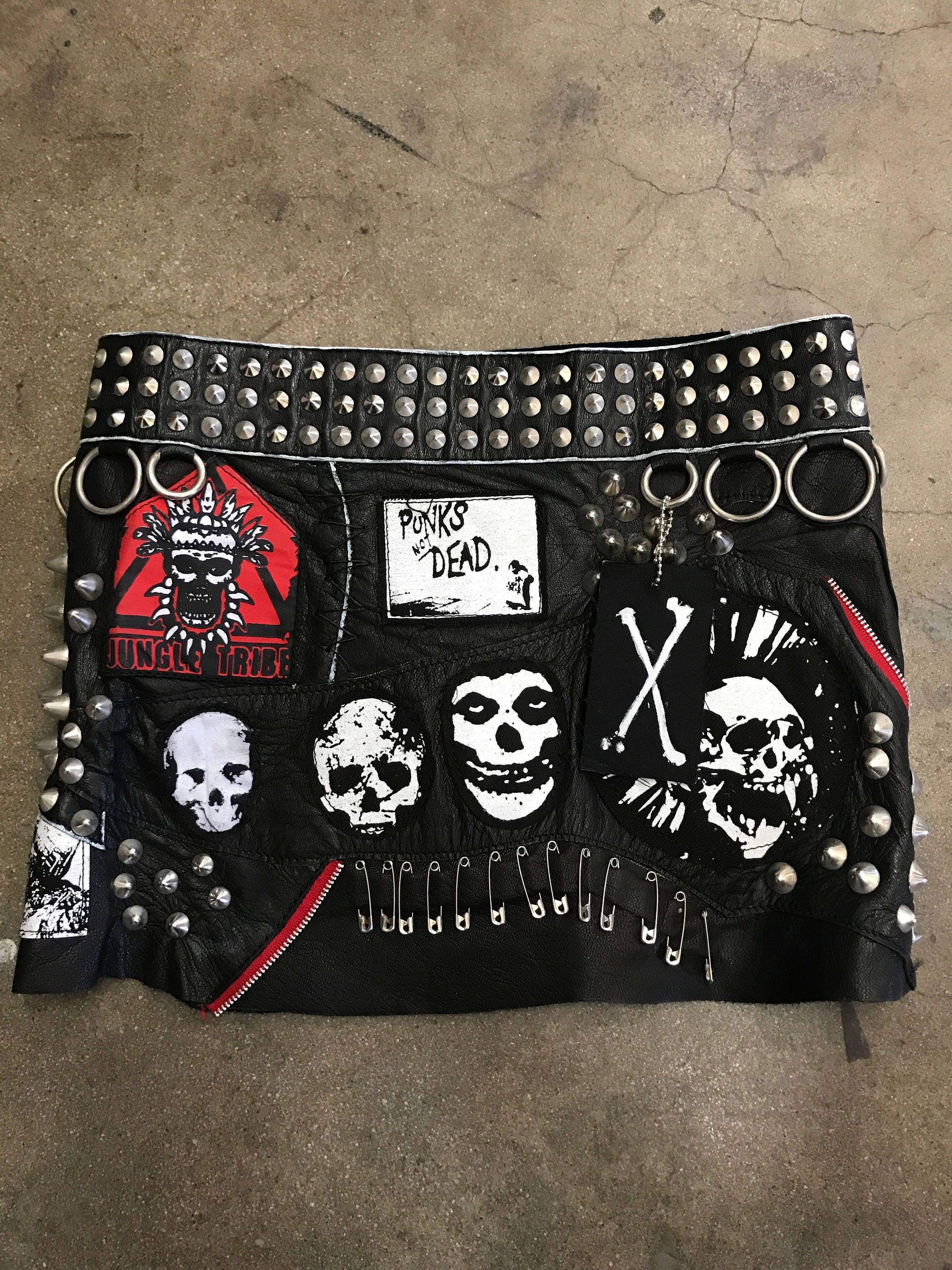 RWB PuNks NoT DEad Leather Anarchy Ultra Mini Skirt – Jungle Tribe LA